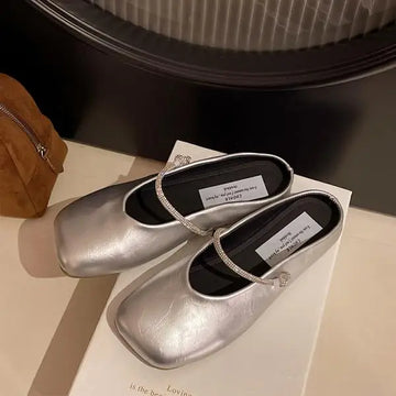 Xajzpa Shoes Slippers Flat Slipers Women Cover Toe Slides 2025 Mary Janes Female Shoes Ladies' Slippers Cover Toe Flat Mary Janes